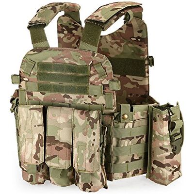 Lixada Outdoor Modulaire Molle Vest Chasse Poitrine Carrier Gilet avec Poche D'hydratation (CP) - Publicité Lixada Outdoor Modulaire Molle Vest Chasse Poitrine Carrier Gilet avec Poche D'hydratation (CP) - Publicité