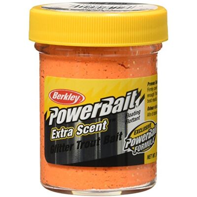 Berkley Powerbait Select Glitter Troutbait Pâte appât pour pêche à la truite Multicolore (Fluo Orange), 50 g - Publicité Berkley Powerbait Select Glitter Troutbait Pâte appât pour pêche à la truite Multicolore (Fluo Orange), 50 g - Publicité