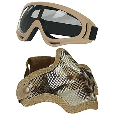 AOUTACC Airsoft Ensemble Masque et Lunettes, Demi-Masque en Acier Plein Masque et Lunettes pour CS/Chasse/Paintball/Tir (Masque de crâne Noir) (IT) - Publicité AOUTACC Airsoft Ensemble Masque et Lunettes, Demi-Masque en Acier Plein Masque et Lunettes pour CS/Chasse/Paintball/Tir (Masque de crâne Noir) (IT) - Publicité