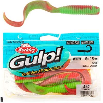 Berkley Gulp! Unisexe Adulte Grub Vert et Rouge (Nuclear Chicken), 15,2 cm - Publicité Berkley Gulp! Unisexe Adulte Grub Vert et Rouge (Nuclear Chicken), 15,2 cm - Publicité