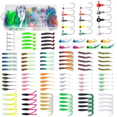 Goture Leurres de pêche Kit pour crapets, 126/128/132 pièces, leurre Peche carnassier pour crapets, Tubes en Plastique Souple, appâts pour doré, Perche, panfish, crapets, Eau salée, Eau Douce - Publicité Goture Leurres de pêche Kit pour crapets, 126/128/132 pièces, leurre Peche carnassier pour crapets, Tubes en Plastique Souple, appâts pour doré, Perche, panfish, crapets, Eau salée, Eau Douce - Publicité