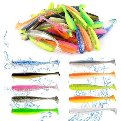 Vaskula 50 Pieces Leurre Peche Réutilisable 7.5cm Leurre Souple Accessoires de Pêche avec 1 Boîte en Plastique pour Leurre Souple Truite Leurre Brochet Leurre Souple Peche - Publicité Vaskula 50 Pieces Leurre Peche Réutilisable 7.5cm Leurre Souple Accessoires de Pêche avec 1 Boîte en Plastique pour Leurre Souple Truite Leurre Brochet Leurre Souple Peche - Publicité