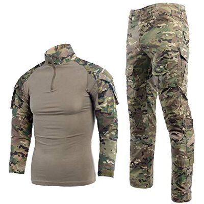 YUSHOW Tenue Airsoft Chemise de Paintball Pantalon Militaire Manches Longues 1/4 Zip Camouflage Uniform Chasse Escalade BDU-CP-M - Publicité YUSHOW Tenue Airsoft Chemise de Paintball Pantalon Militaire Manches Longues 1/4 Zip Camouflage Uniform Chasse Escalade BDU-CP-M - Publicité