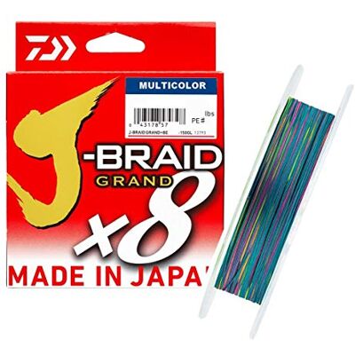 Daiwa Tresse 8 Brins J-Braid Grand X8-150m PE.2 D.0.20mm R.16kg-35lb Multicolore 12795020 - Publicité Daiwa Tresse 8 Brins J-Braid Grand X8-150m PE.2 D.0.20mm R.16kg-35lb Multicolore 12795020 - Publicité