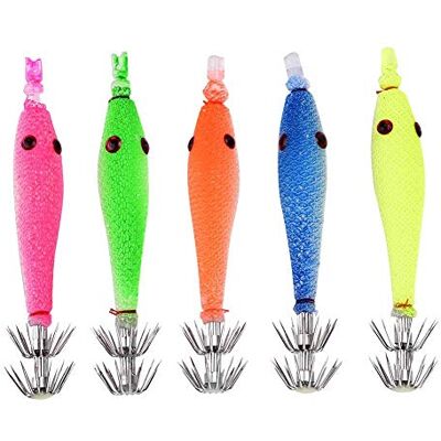 VGEBY 5 Pcs Squid Jig Crochets,Calmar Seiche Poissons Leurre en Silicone Artificielle Lumineux, Crochet De Pêche Accessoire - Publicité VGEBY 5 Pcs Squid Jig Crochets,Calmar Seiche Poissons Leurre en Silicone Artificielle Lumineux, Crochet De Pêche Accessoire - Publicité