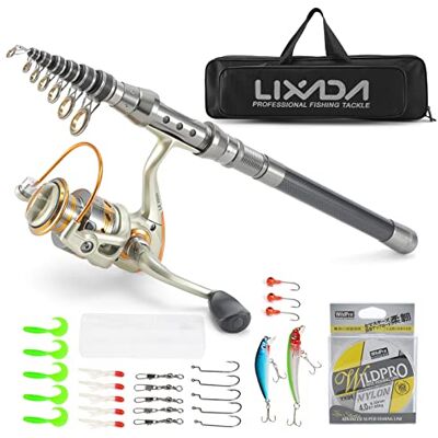 LIXADA Canne à pêche télescopique et Moulinet Combo Kit (1.8m) - Publicité LIXADA Canne à pêche télescopique et Moulinet Combo Kit (1.8m) - Publicité