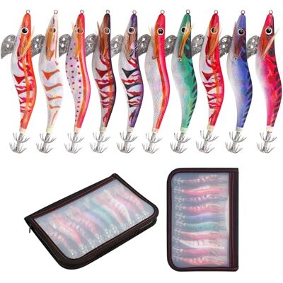 OROOTL 10 Pièces Turlutte Leurre Calamar Squid jig Flottante Squid Jig Hook Fishing Lure Set pour la Pêche des Pieuvre,Seiches et Calamar - Publicité OROOTL 10 Pièces Turlutte Leurre Calamar Squid jig Flottante Squid Jig Hook Fishing Lure Set pour la Pêche des Pieuvre,Seiches et Calamar - Publicité