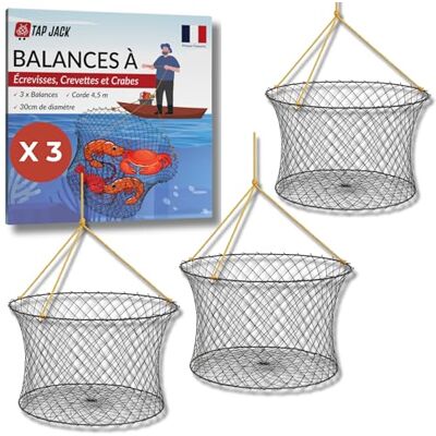 TAP JACK Lot De 3 Nasses À Écrevisses Grand Diamètre 30 Cm Corde 4,5m Épingle À Appât – pour Pêche en Lac, Rivière Ou Étang – Filets De Capture D’écrevisses, Crabes Et Crevettes - Publicité TAP JACK Lot De 3 Nasses À Écrevisses Grand Diamètre 30 Cm Corde 4,5m Épingle À Appât – pour Pêche en Lac, Rivière Ou Étang – Filets De Capture D’écrevisses, Crabes Et Crevettes - Publicité
