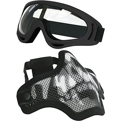 Aoutacc Lunettes et masque demi-visage en maille d’acier pour airsoft/CS/chasse/painball/tir, Masque - Publicité Aoutacc Lunettes et masque demi-visage en maille d’acier pour airsoft/CS/chasse/painball/tir, Masque - Publicité