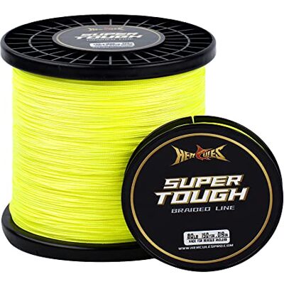 HERCULES Super Tough Ligne de pêche tressée 150 Verges Ligne de Tresse PE 4lb Test pour l'eau salée et l'eau Douce 4 Brins Jaune Fluo, 4lb, 150yds - Publicité HERCULES Super Tough Ligne de pêche tressée 150 Verges Ligne de Tresse PE 4lb Test pour l'eau salée et l'eau Douce 4 Brins Jaune Fluo, 4lb, 150yds - Publicité