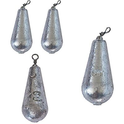 Behr Assortiment de 4 plombs de pêche en forme de poire 50-80 g En forme de goutte Gris argenté - Publicité Behr Assortiment de 4 plombs de pêche en forme de poire 50-80 g En forme de goutte Gris argenté - Publicité
