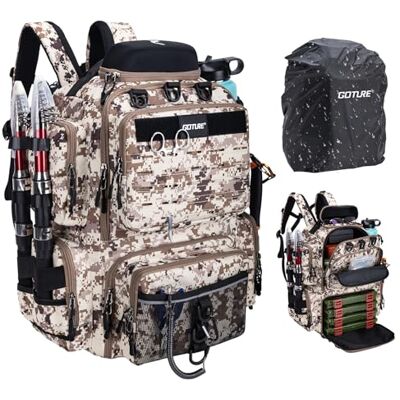 Goture 45 L Sac de pêche Dos Souple et résistant à l'eau, Tissu Oxford 900D Sac à Dos de Peche, Livré avec Deux Porte-Cannes et Une Housse de Pluie avec Quatre boîtes à appâts - Publicité Goture 45 L Sac de pêche Dos Souple et résistant à l'eau, Tissu Oxford 900D Sac à Dos de Peche, Livré avec Deux Porte-Cannes et Une Housse de Pluie avec Quatre boîtes à appâts - Publicité
