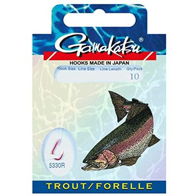 Gamakatsu Hameçons attachés BKS-5330R pour truite Taille 10 - Publicité Gamakatsu Hameçons attachés BKS-5330R pour truite Taille 10 - Publicité