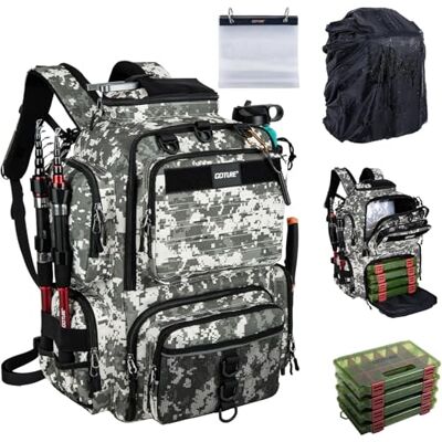 Goture 45 L Sac de pêche Dos Souple et résistant à l'eau, Tissu Oxford 900D Sac à Dos de Peche, Livré avec Deux Porte-Cannes et Une Housse de Pluie avec Quatre boîtes à appâts - Publicité Goture 45 L Sac de pêche Dos Souple et résistant à l'eau, Tissu Oxford 900D Sac à Dos de Peche, Livré avec Deux Porte-Cannes et Une Housse de Pluie avec Quatre boîtes à appâts - Publicité