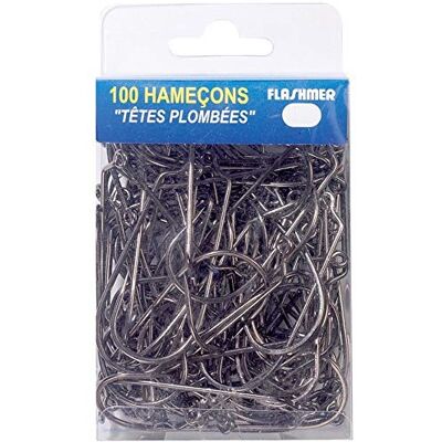 FLASHMER Boite de 100 HAMECONS TETE PLOMBEE angle de 60° 8/0 - Publicité FLASHMER Boite de 100 HAMECONS TETE PLOMBEE angle de 60° 8/0 - Publicité