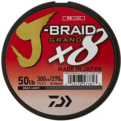 Daiwa J-Braid X8 Grand Fil tressé 274 m Testé 22,7 kg Diamètre 0,35,6 cm Gris Clair Unisexe, 50 LB - Publicité Daiwa J-Braid X8 Grand Fil tressé 274 m Testé 22,7 kg Diamètre 0,35,6 cm Gris Clair Unisexe, 50 LB - Publicité