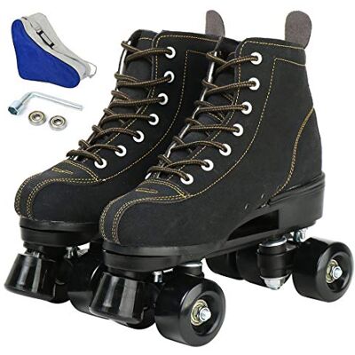Wilverz Patins à roulettes à double rangée Patins réglables à quatre roues pour l'extérieur, taille 4.5/5.5/6.5/7/7.5/8/8.5/9.5/10.5 (Noir, 42=UK:8) - Publicité Wilverz Patins à roulettes à double rangée Patins réglables à quatre roues pour l'extérieur, taille 4.5/5.5/6.5/7/7.5/8/8.5/9.5/10.5 (Noir, 42=UK:8) - Publicité