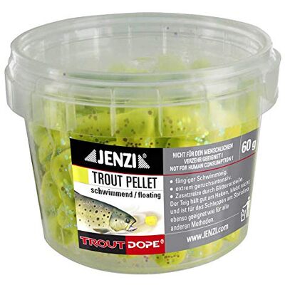 Jenzi Pellets à truite à pétrir Jaune 60 pièces - Publicité Jenzi Pellets à truite à pétrir Jaune 60 pièces - Publicité