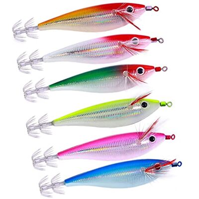 Generic Lot de 6 leurres de pêche en eau salée, hameçons, calamars flottants, seiche artificielle - Publicité Generic Lot de 6 leurres de pêche en eau salée, hameçons, calamars flottants, seiche artificielle - Publicité