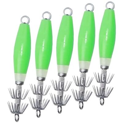 Onmargeen Lot de 5 leurres de calamar lumineux 10 cm pour pêche en mer - Publicité Onmargeen Lot de 5 leurres de calamar lumineux 10 cm pour pêche en mer - Publicité