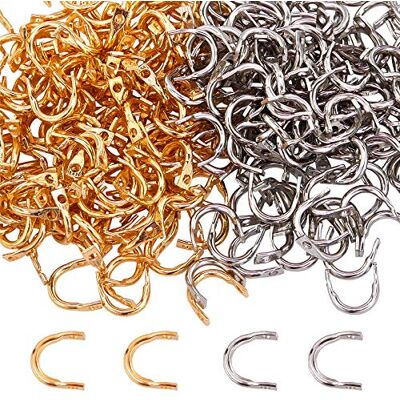 SUPERFINDINGS 300pcs 5.5x4mm Spinner Plié Clevises en Forme U Liens en Laiton Argent Doré Couleurs Cuillères Pêche à Rotation Facile Lames pour Bricolage Leurres de Pêche Accessoires, Trou:1mm - Publicité SUPERFINDINGS 300pcs 5.5x4mm Spinner Plié Clevises en Forme U Liens en Laiton Argent Doré Couleurs Cuillères Pêche à Rotation Facile Lames pour Bricolage Leurres de Pêche Accessoires, Trou:1mm - Publicité