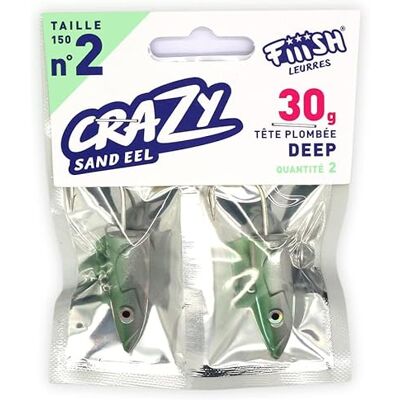 Fiiish Tete Plombee Deep Crazy Sand Eel No.3-30g Pearl Green CSE222 - Publicité Fiiish Tete Plombee Deep Crazy Sand Eel No.3-30g Pearl Green CSE222 - Publicité