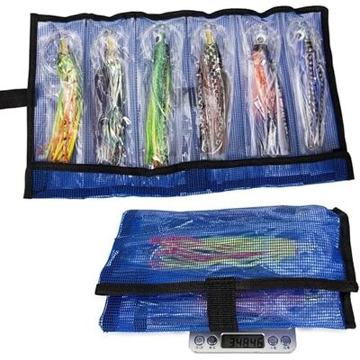 Garvee Ensemble de 6 leurres de traîne pour pêche en mer – Jupe Calamar 16cm, Accessoires Eau salée pour Thon – 6 Couleurs – Sac de Rangement 6 Poches – idéal pêcheur passionné – Taille : 16cm - Publicité Garvee Ensemble de 6 leurres de traîne pour pêche en mer – Jupe Calamar 16cm, Accessoires Eau salée pour Thon – 6 Couleurs – Sac de Rangement 6 Poches – idéal pêcheur passionné – Taille : 16cm - Publicité