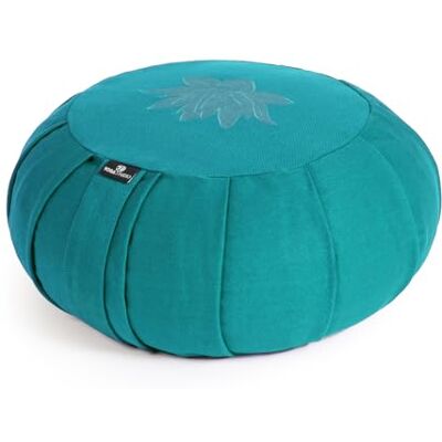 Yoga Studio Zafu Coussin de méditation rond plissé en sarrasin – Feuille de lotus (Aqua) - Publicité Yoga Studio Zafu Coussin de méditation rond plissé en sarrasin – Feuille de lotus (Aqua) - Publicité