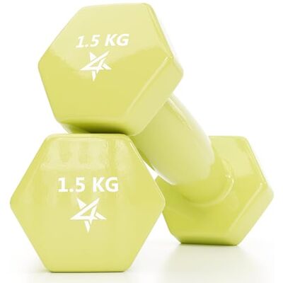 Yes4All Dumbbell Vinyl Coated 1.5kg Light Yellow Pair - Publicité Yes4All Dumbbell Vinyl Coated 1.5kg Light Yellow Pair - Publicité
