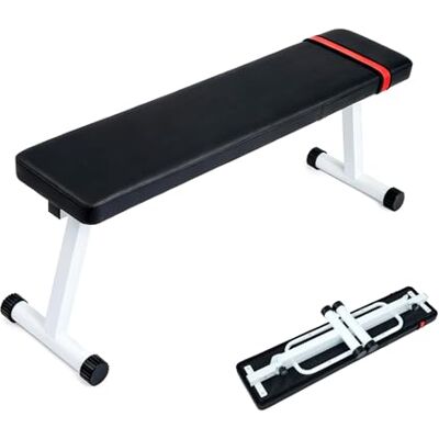 GarveeHome Banc plat pliable et plat, capacité de 199,6 kg, stable pour tous les types d'entraînement de force et banc de musculation, facile à assembler pour l'entraînement à la maison - Publicité GarveeHome Banc plat pliable et plat, capacité de 199,6 kg, stable pour tous les types d'entraînement de force et banc de musculation, facile à assembler pour l'entraînement à la maison - Publicité