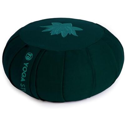 Yoga Studio Coussin de méditation Zafu rond plissé Motif feuille de lotus (Cyan) - Publicité Yoga Studio Coussin de méditation Zafu rond plissé Motif feuille de lotus (Cyan) - Publicité