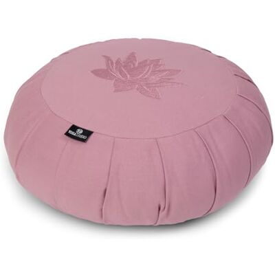Yoga Studio Zafu Coussin de méditation rond plissé en sarrasin Motif feuille de lotus Rose poudré - Publicité Yoga Studio Zafu Coussin de méditation rond plissé en sarrasin Motif feuille de lotus Rose poudré - Publicité