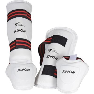KWON WTF Evolution Lot de protège-tibias Blanc - Publicité KWON WTF Evolution Lot de protège-tibias Blanc - Publicité