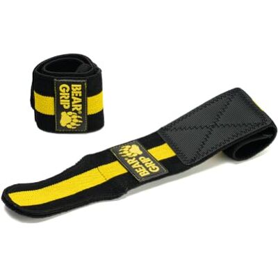 Bear Grip Bandes de soutien pour poignets lors de la musculation, (Vendues par paire) - Publicité Bear Grip Bandes de soutien pour poignets lors de la musculation, (Vendues par paire) - Publicité