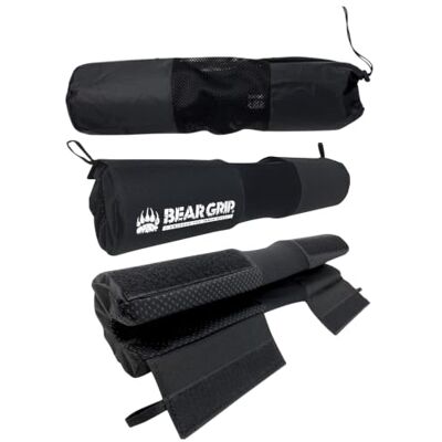 BEAR GRIP Coussinet de squat pour haltères, tapis d'haltérophilie standard professionnel robuste avec crochet sécurisé et boucle de fixation (noir ver2) - Publicité BEAR GRIP Coussinet de squat pour haltères, tapis d'haltérophilie standard professionnel robuste avec crochet sécurisé et boucle de fixation (noir ver2) - Publicité