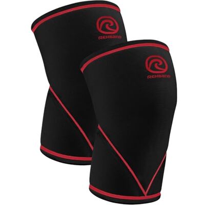 Rehband Classic V-Knee-Sleeve 7 mm pour l'haltérophilie, genouillère de powerlifting grade compétition, manchon de compression pour CrossFit, squats et gym, Couleur:Noir/Rouge 1 Paire, Taille:M - Publicité Rehband Classic V-Knee-Sleeve 7 mm pour l'haltérophilie, genouillère de powerlifting grade compétition, manchon de compression pour CrossFit, squats et gym, Couleur:Noir/Rouge 1 Paire, Taille:M - Publicité