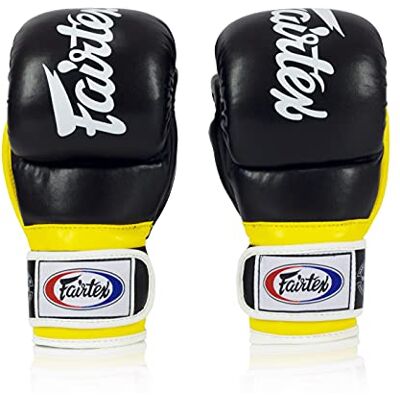 Fairtex FGV18 Gants de Muay thaï pour Homme, Femme et Enfant Gants d'arts Martiaux Mixtes Gants de Boxe légers et Absorbant Les Chocs – Taille M, Noir/Jaune - Publicité Fairtex FGV18 Gants de Muay thaï pour Homme, Femme et Enfant Gants d'arts Martiaux Mixtes Gants de Boxe légers et Absorbant Les Chocs – Taille M, Noir/Jaune - Publicité