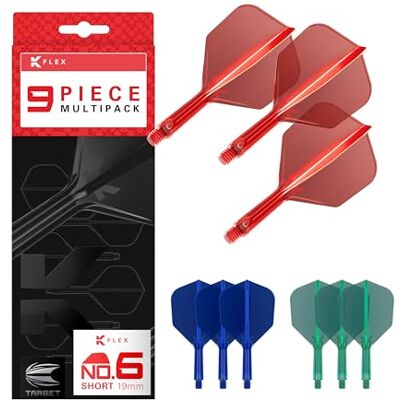 Target Darts K-Flex Integrated Dart Flights and Shafts, Tige Court (19mm), No.6 Flight, 9-Pack Bundle, Rouge, Bleu et Vert Kflex 2 in 1 Flight and Stem, Professional Darts Accessories - Publicité Target Darts K-Flex Integrated Dart Flights and Shafts, Tige Court (19mm), No.6 Flight, 9-Pack Bundle, Rouge, Bleu et Vert Kflex 2 in 1 Flight and Stem, Professional Darts Accessories - Publicité
