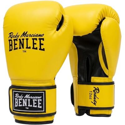 BENLEE Rodney Gants de Boxe en Cuir synthétique Jaune/Noir 12 oz - Publicité BENLEE Rodney Gants de Boxe en Cuir synthétique Jaune/Noir 12 oz - Publicité
