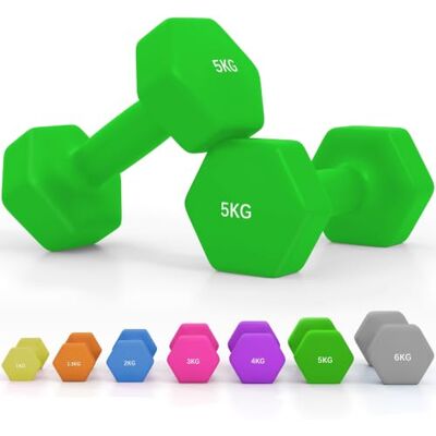 SPORTNOW Ensemble de 2 haltères hexagonaux - 5kg Vert Équipement de fitness - Publicité SPORTNOW Ensemble de 2 haltères hexagonaux - 5kg Vert Équipement de fitness - Publicité