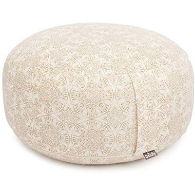 Bodhi Coussin de méditation Rondo Housse Amovible en 100% Coton Coussin de Yoga Garni d'épeautre Bio Hauteur 14-20cm Sangle de Transport Pratique Collection Maharaja (Madurai, écru) - Publicité Bodhi Coussin de méditation Rondo Housse Amovible en 100% Coton Coussin de Yoga Garni d'épeautre Bio Hauteur 14-20cm Sangle de Transport Pratique Collection Maharaja (Madurai, écru) - Publicité