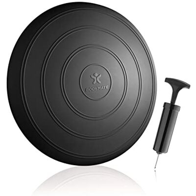 BODYMATE Coussin d'équilibre COMFORT Ø33cm + Pompe incluse Coussin gonflable pour Core training, fitness, rééducation NOIR - Publicité BODYMATE Coussin d'équilibre COMFORT Ø33cm + Pompe incluse Coussin gonflable pour Core training, fitness, rééducation NOIR - Publicité