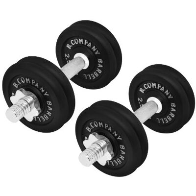 Bad Company Ensemble d'haltères courts en fonte de 25 kg (2 barres courtes de 35 cm et 8 disques de 2,5 kg) - Publicité Bad Company Ensemble d'haltères courts en fonte de 25 kg (2 barres courtes de 35 cm et 8 disques de 2,5 kg) - Publicité