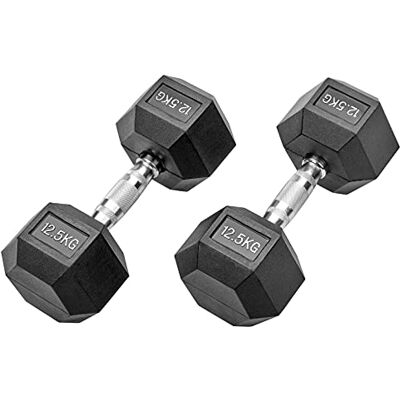 Bad Company Haltères hexagonales en caoutchouc noir Haltères courtes caoutchoutées pour aérobic, gymnastique et fitness - Publicité Bad Company Haltères hexagonales en caoutchouc noir Haltères courtes caoutchoutées pour aérobic, gymnastique et fitness - Publicité