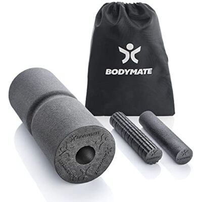 BODYMATE Kit fascias Care with Core incluant Un Rouleau Care 35x14cm dureté Moyenne avec rainure Centrale pour soulager la Colonne vertébrale et 2 Petits Rouleaux (Lisse et cranté) 20x4,5cm + e-Book - Publicité BODYMATE Kit fascias Care with Core incluant Un Rouleau Care 35x14cm dureté Moyenne avec rainure Centrale pour soulager la Colonne vertébrale et 2 Petits Rouleaux (Lisse et cranté) 20x4,5cm + e-Book - Publicité
