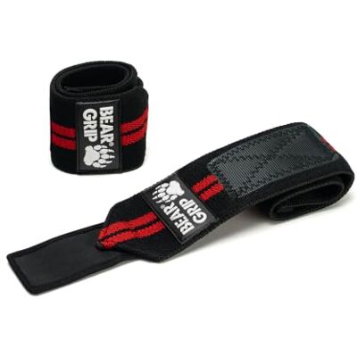 Bear Grip Bandes de soutien pour poignets lors de la musculation, (Vendues par paire) - Publicité Bear Grip Bandes de soutien pour poignets lors de la musculation, (Vendues par paire) - Publicité