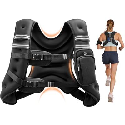 VEVOR Gilet lesté, 13,8 kg, veste de poids à boucle réglable pour homme et femme avec bande réfléchissante, équipement d'entraînement pour musculation, course, jogging, fitness et perte de poids, noir - Publicité VEVOR Gilet lesté, 13,8 kg, veste de poids à boucle réglable pour homme et femme avec bande réfléchissante, équipement d'entraînement pour musculation, course, jogging, fitness et perte de poids, noir - Publicité