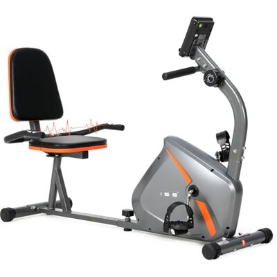 ISE Vélo d'Appartement Semi-Allongé Vélo Couché avec Frein Magnétique, Roues de Transport, Capteurs d'Impulsion, l'Ecran LCD, 8 Niveaux de Résistance Réglables, Velo d appartement Semi Allongé - Publicité ISE Vélo d'Appartement Semi-Allongé Vélo Couché avec Frein Magnétique, Roues de Transport, Capteurs d'Impulsion, l'Ecran LCD, 8 Niveaux de Résistance Réglables, Velo d appartement Semi Allongé - Publicité