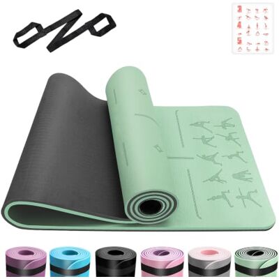 Generic Tapis de yoga avec guide des postures, tapis de yoga antidérapant avec sangle, tapis de fitness pour Pilates, gymnastique, étirements et entraînement à domicile - Publicité Generic Tapis de yoga avec guide des postures, tapis de yoga antidérapant avec sangle, tapis de fitness pour Pilates, gymnastique, étirements et entraînement à domicile - Publicité