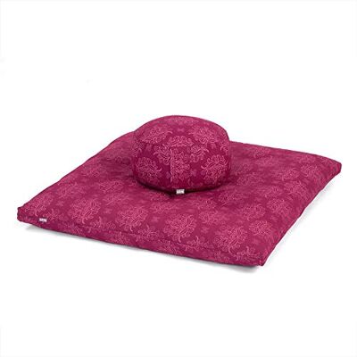 Bodhi Kit de méditation Collection Maharaja Tapis de méditation (zabuton) & coussin de méditation Rondo avec rembourrage en épeautre Housse en coton Tapis de méditation (Lotus/Berry) - Publicité Bodhi Kit de méditation Collection Maharaja Tapis de méditation (zabuton) & coussin de méditation Rondo avec rembourrage en épeautre Housse en coton Tapis de méditation (Lotus/Berry) - Publicité